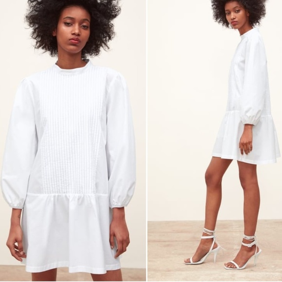 zara white dress pleated